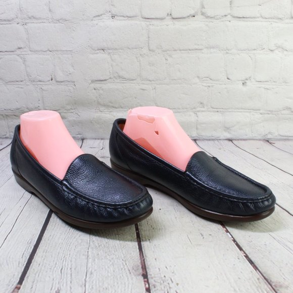 SAS Navy Blue Leather Slip on Casual Loafer Shoes Size 10.5 N - Picture 3 of 9